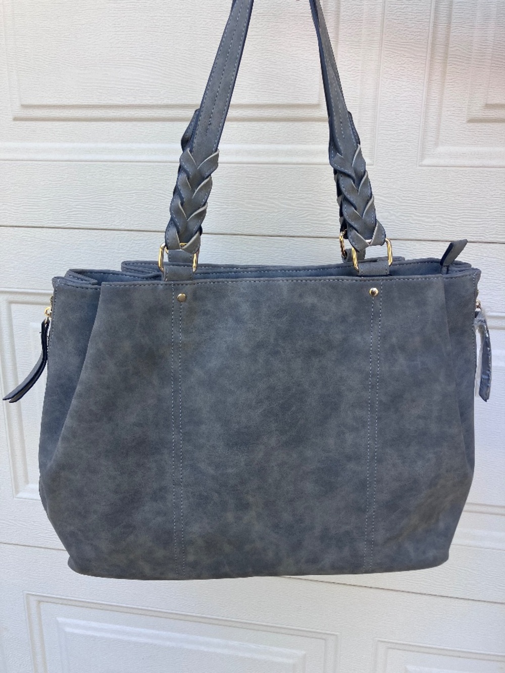NWT VR NYC Zip Closure Braided Handle Triple Compartment Tote Handbag